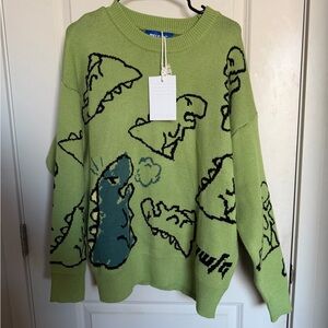 Aelfric Eden Green Dinosaur Crewneck Sweater
